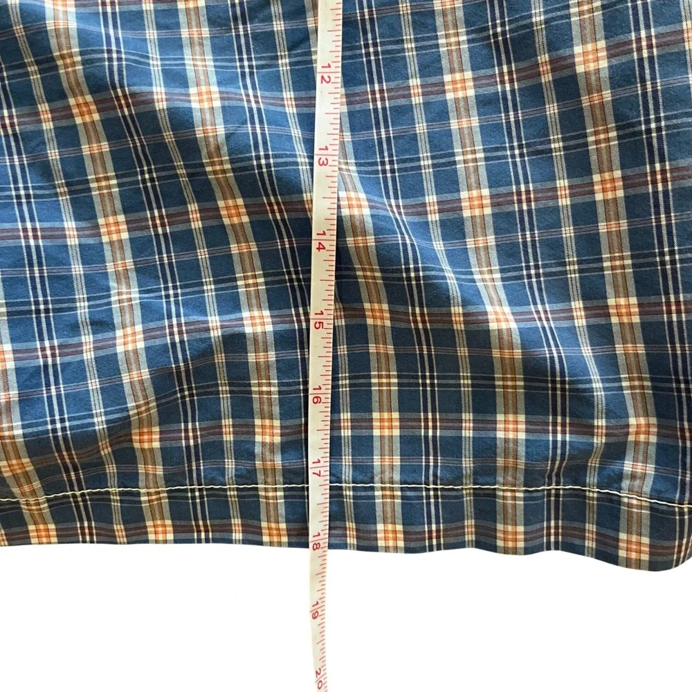 Polo Ralph Lauren Mens Blue Orange Plaid Swim Trunks‎ L Lined 6 Inch Inseam